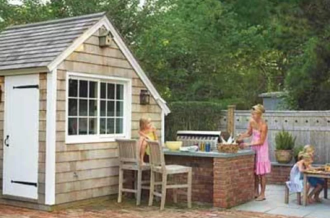 backyard kitchen beside shed