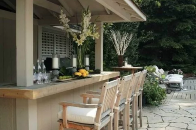 entertain in backyard shed