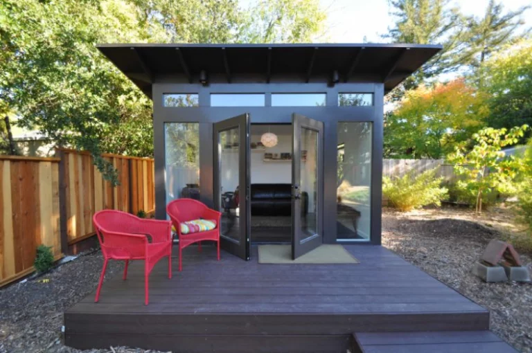 home office in storage shed