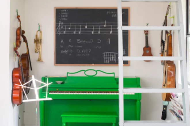 music studio in backyard storage shed
