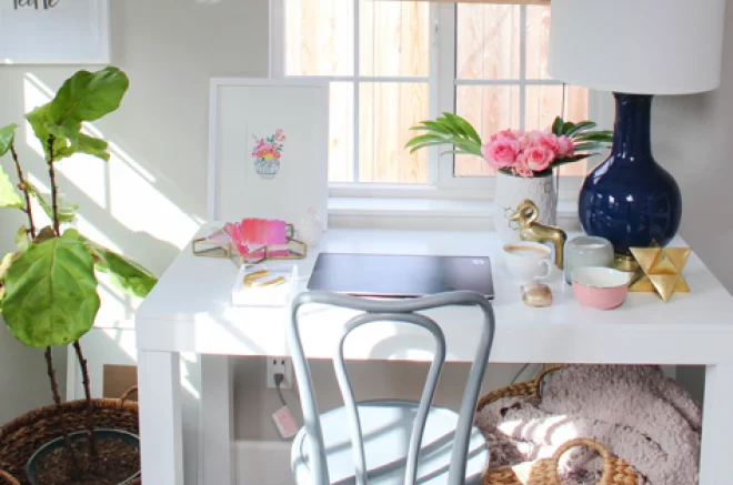 office in a storage shed