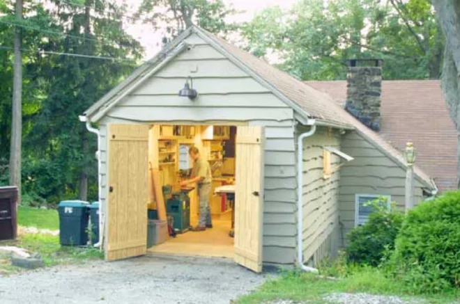 woodworking shop in a shed