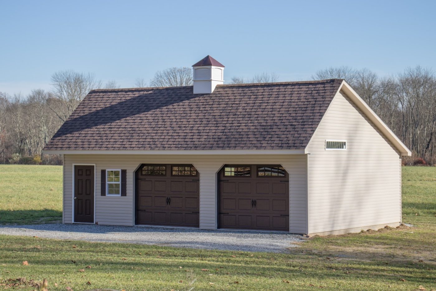 amish built 2 car prefab garage