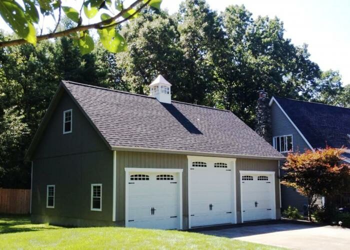 Attic Workshop Three-Car Garage 2 buy custom four car garages de