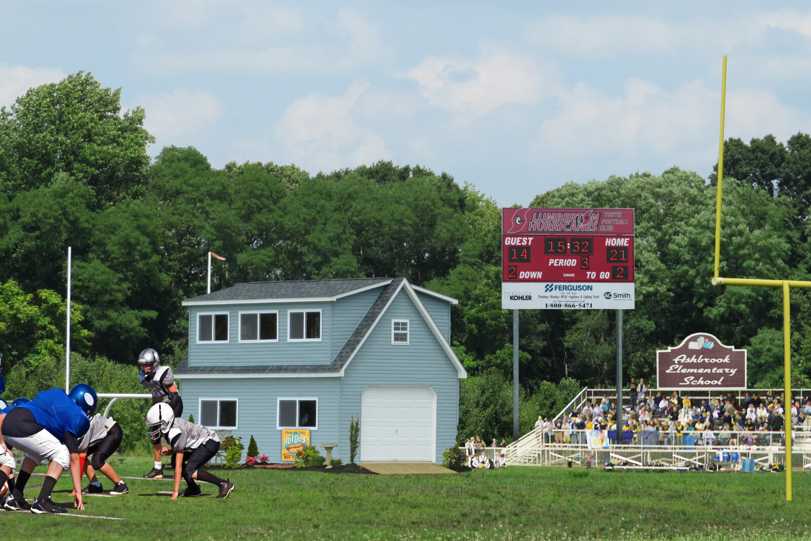 two story announcers booth concession stand