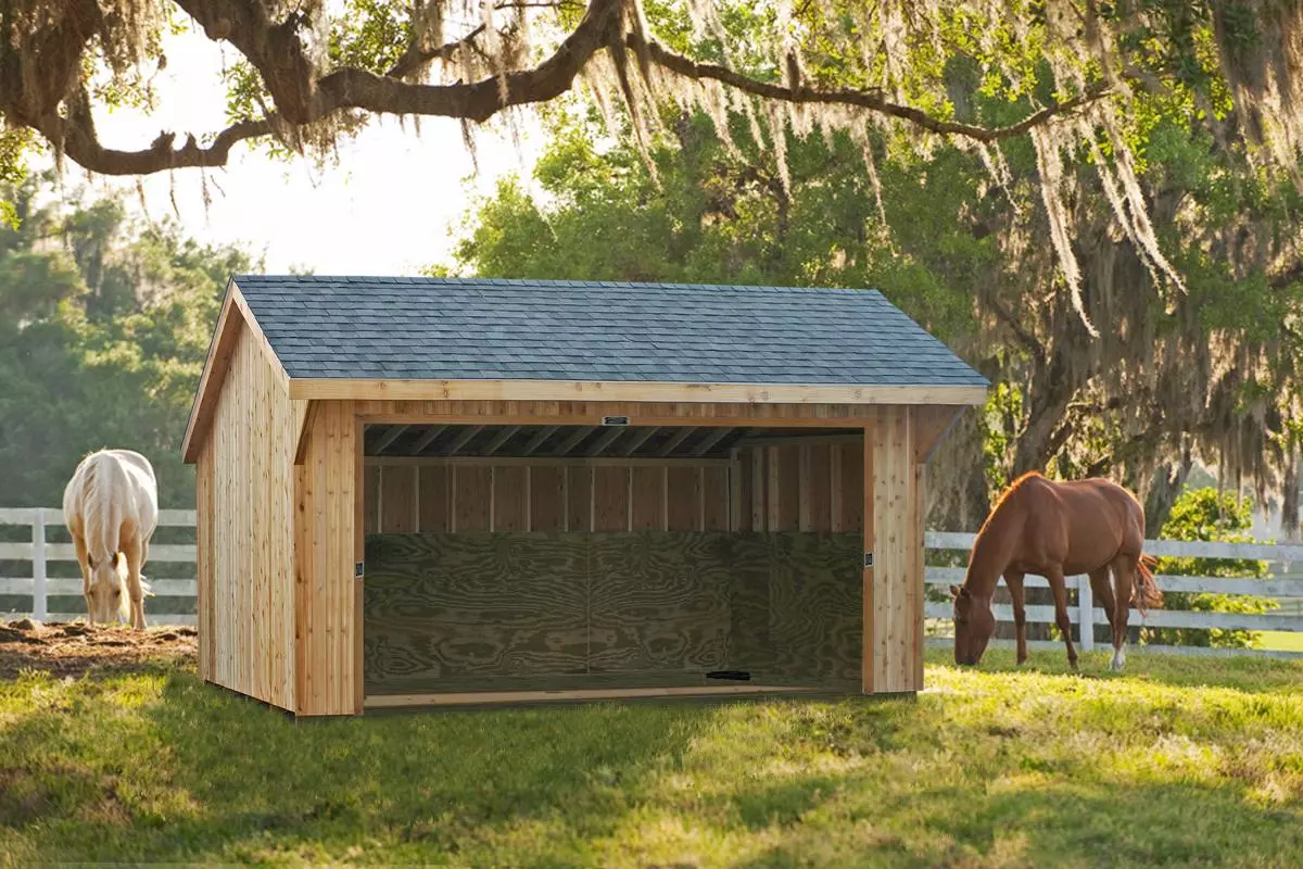 Amish Storage Shed Prices 7 cedar wood horse run in shed