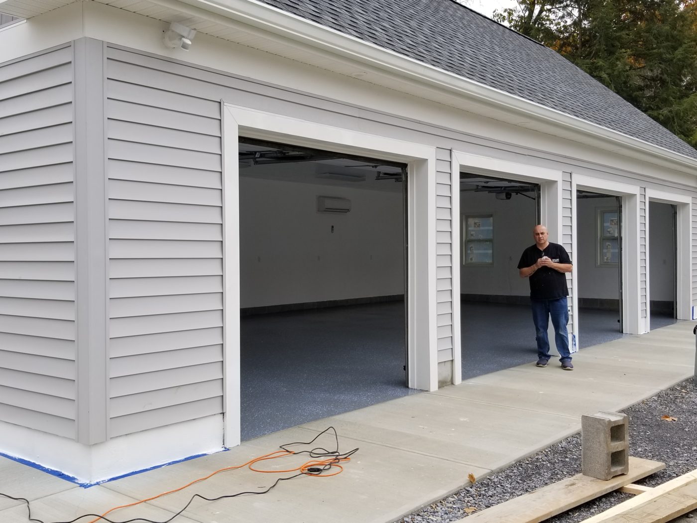 almost completed 4 car garage