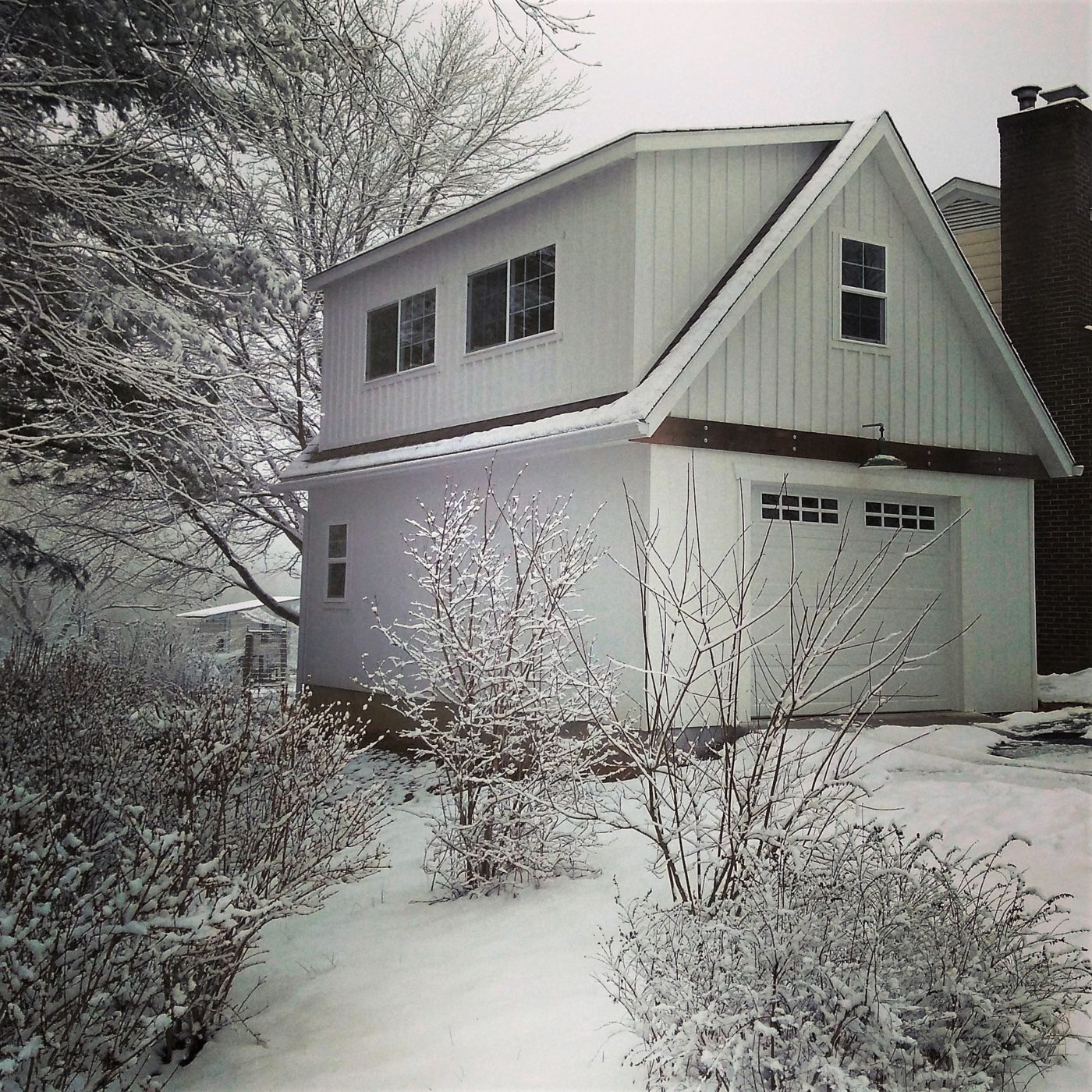 garage in the snow
